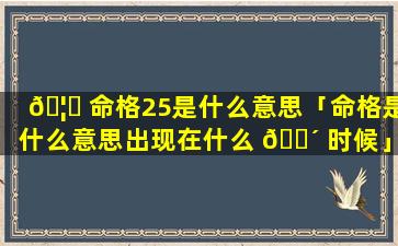 🦅 命格25是什么意思「命格是什么意思出现在什么 🐴 时候」